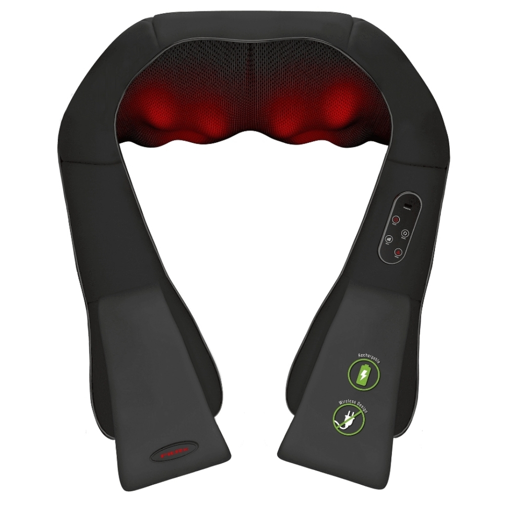 FitRx Cordless Shiatsu 3D Massager, USB-Rechargeable Shoulders, Back, and Neck